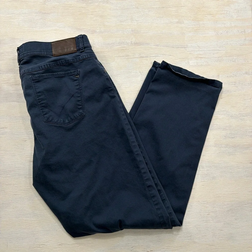 Brax Pants Cooper Fancy Regular Fit Five Pocket Navy Blue Mens 38x31
